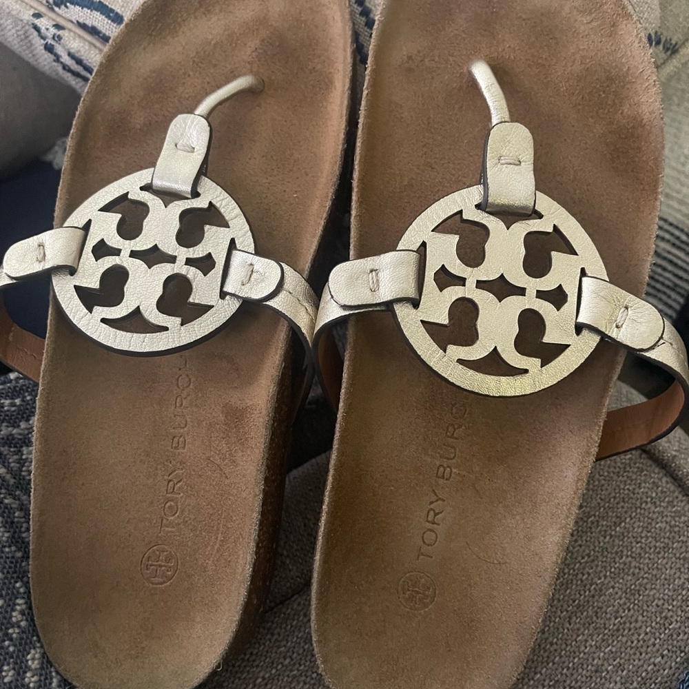 Tory Burch Metallic Gold Miller Espadrille Sandals